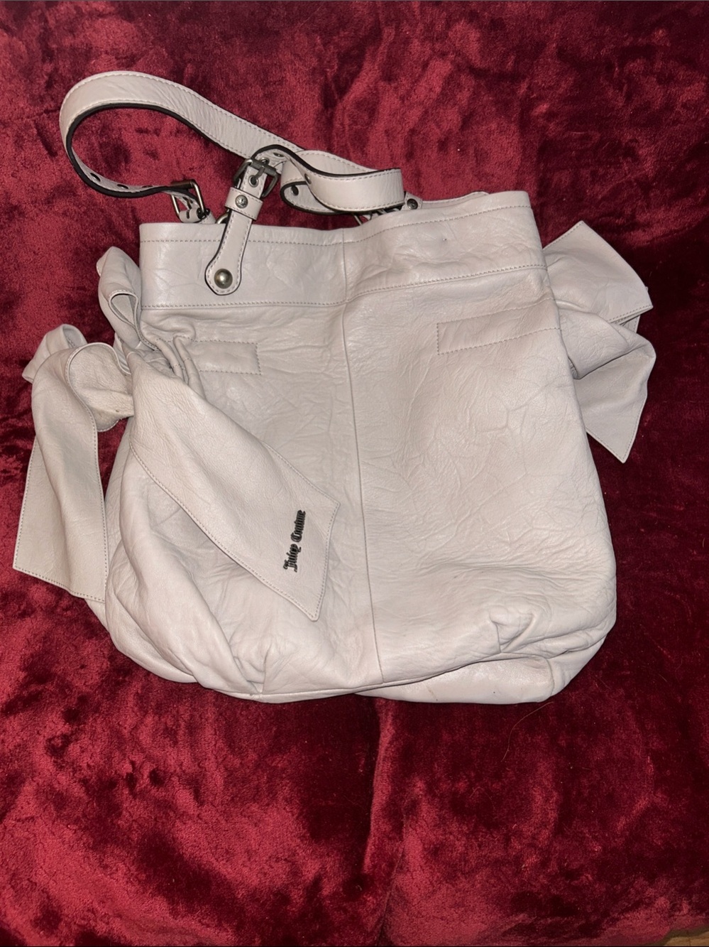 Juicy Couture White Leather Shoulder Bag with Side Ties